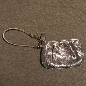 COACH wristlet silver sequin